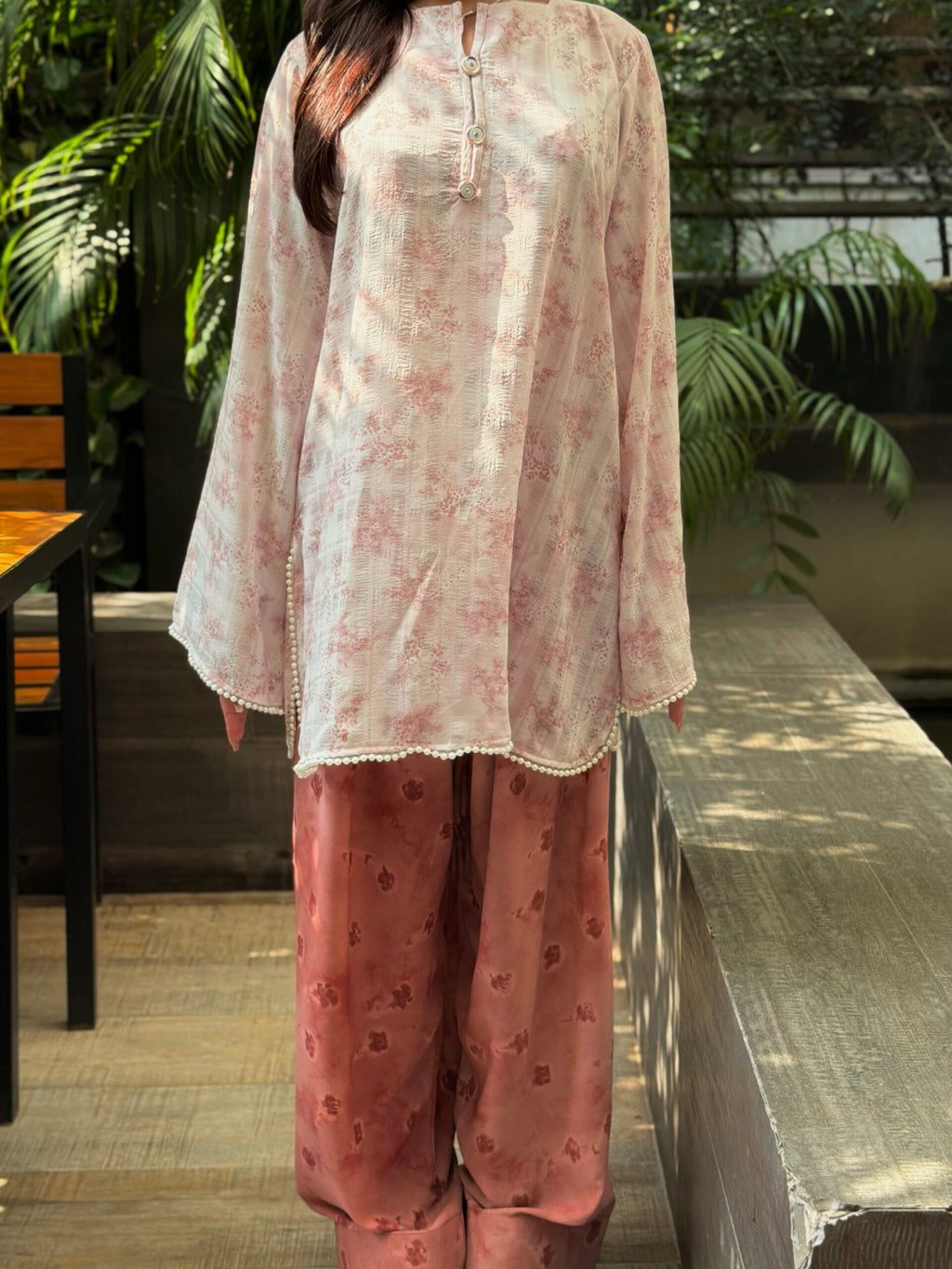 FALAQ — Pastel Pink Farshi Salwar Set