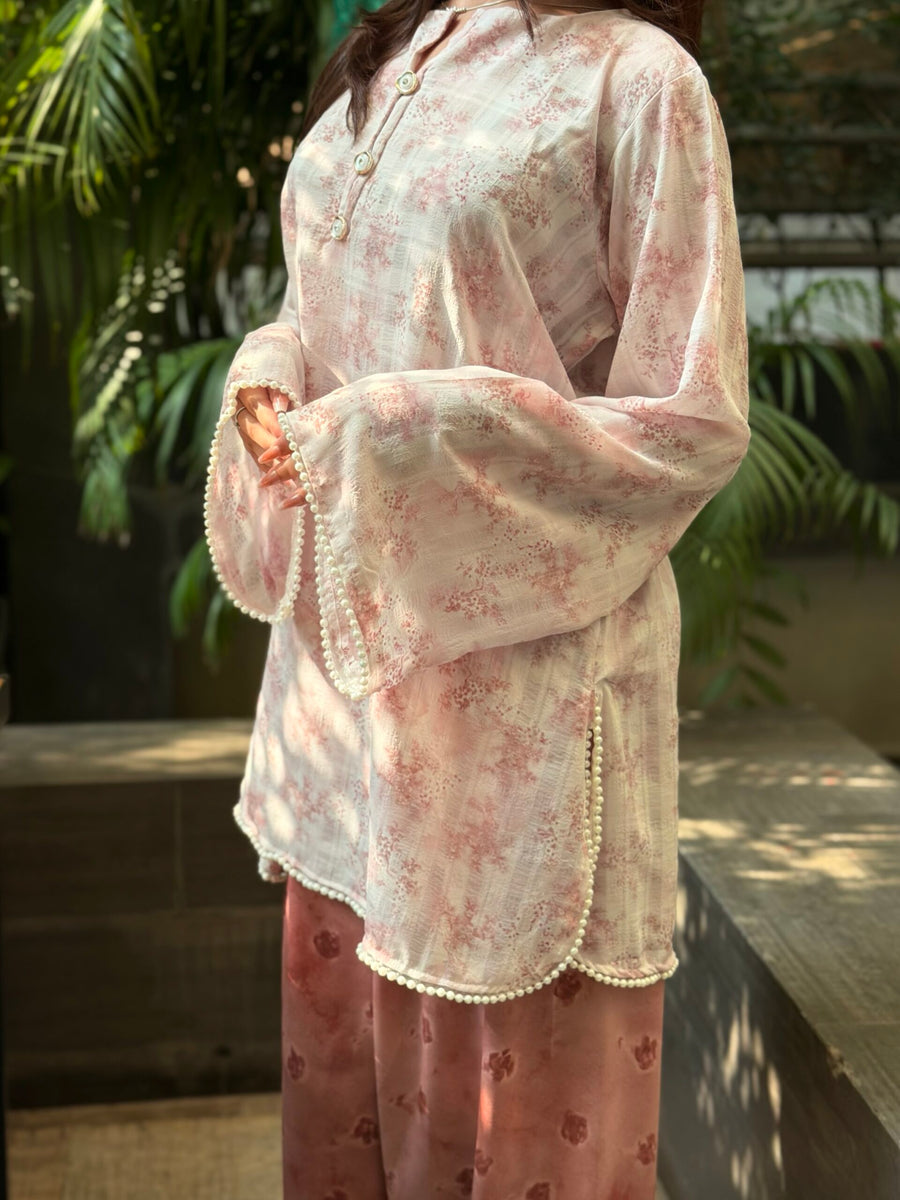 FALAQ — Pastel Pink Farshi Salwar Set