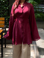 FITOOR — Maroon Full Sleeve Top Co-ord Set