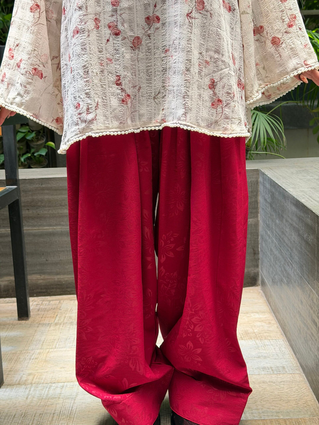 FALAQ — Red Farshi Salwar Set