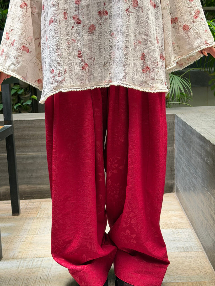 FALAQ — Red Farshi Salwar Set
