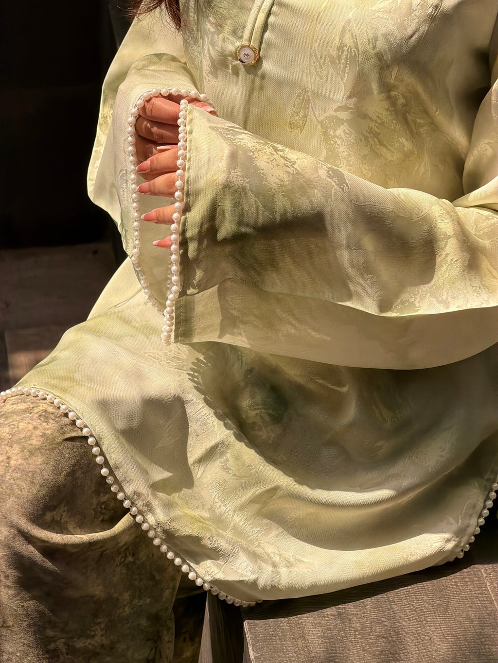 FALAQ — Light Green Farshi Salwar Set
